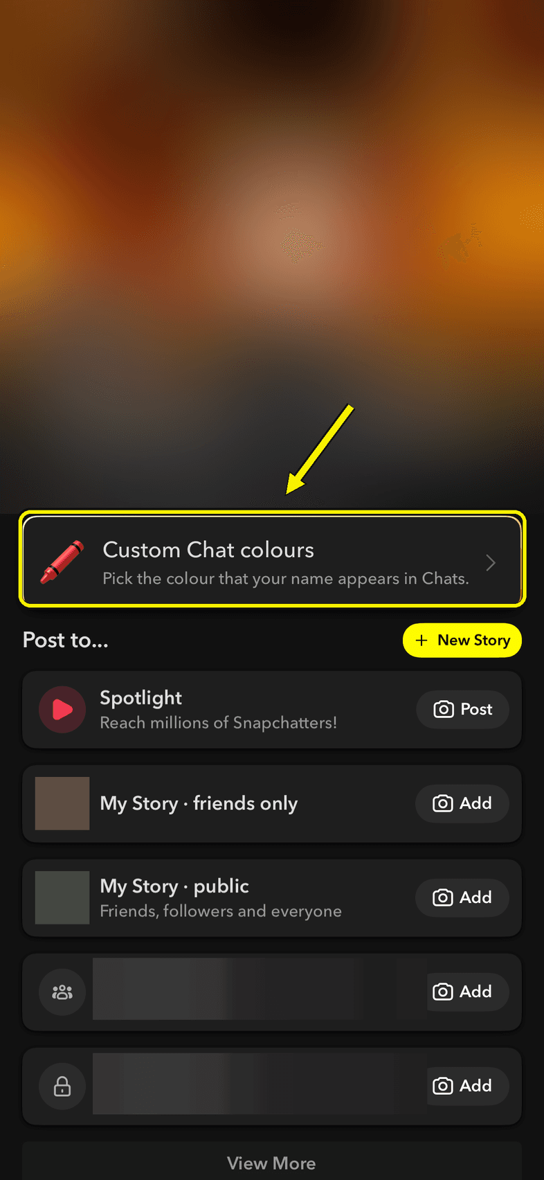 Snapchats profilsida med den gulmarkerade rutan för Snapchat+ synlig under profilbilden