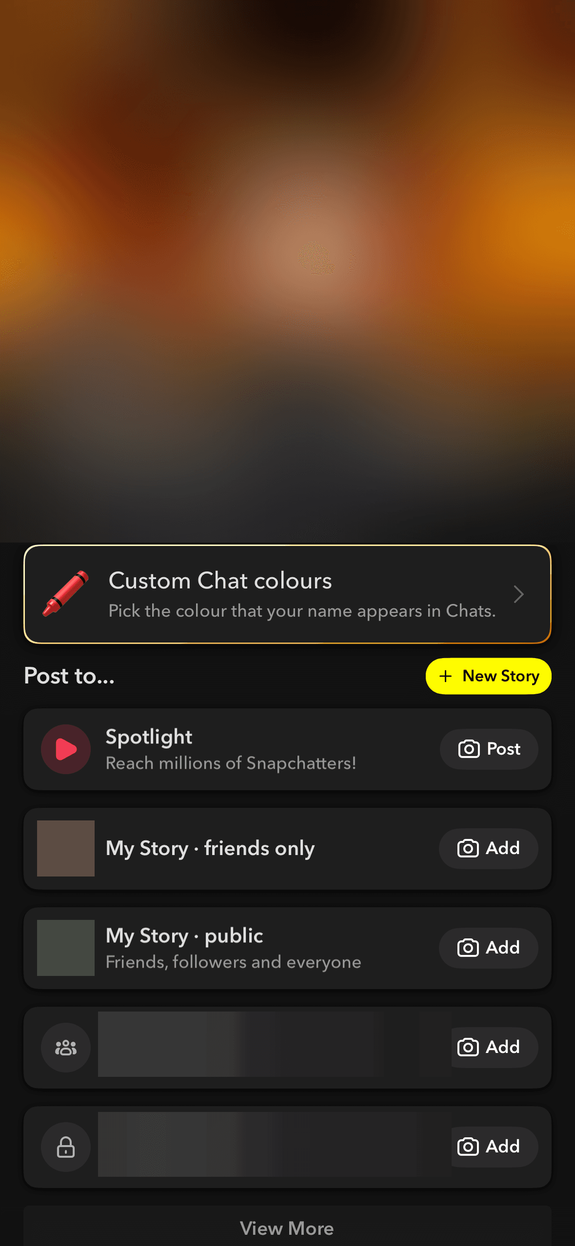 Snapchats profilsida med den gulmarkerade rutan för Snapchat+ synlig under profilbilden